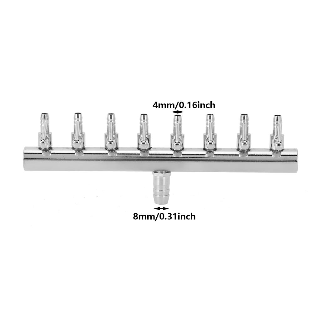 8 Way Fish Tank Splitter Stainless Steel Fish Tank Air Pump Splitter Distributor Aquarium Oxygen Pipe Control Valve Connector