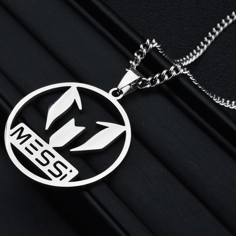 Collana Pendente Acciaio Titanio Calcio Messi Marca Trendy Street Hip-hop Collana da Ragazzo
