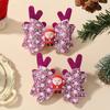 2pcs Glitter Christmas Kids Bows Hairpin for Girls Antlers Printed Fabric Ponytail Clips Christmas Holiday Prom Hair Accessories