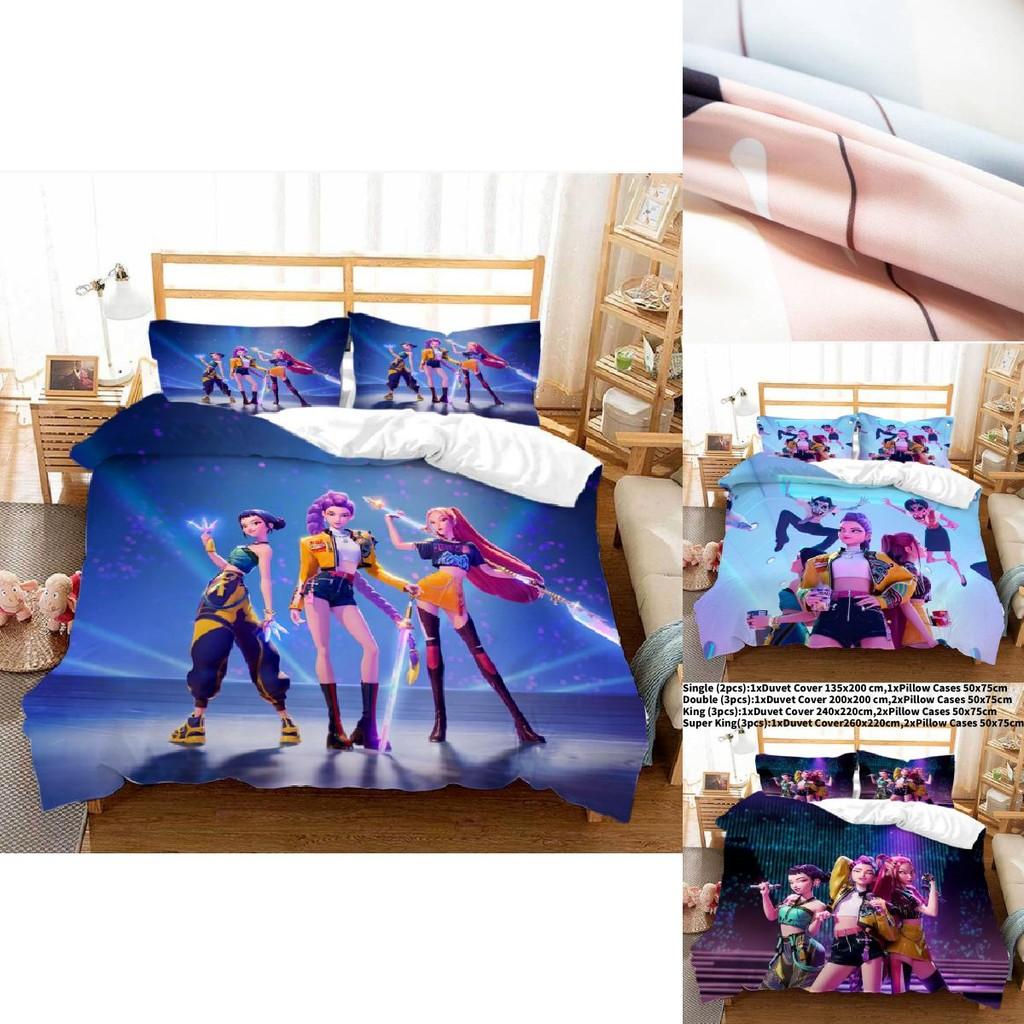 Kpop lovci démonů Třídílná sada povlečení s potiskem pro moderní dekoraci ložnice