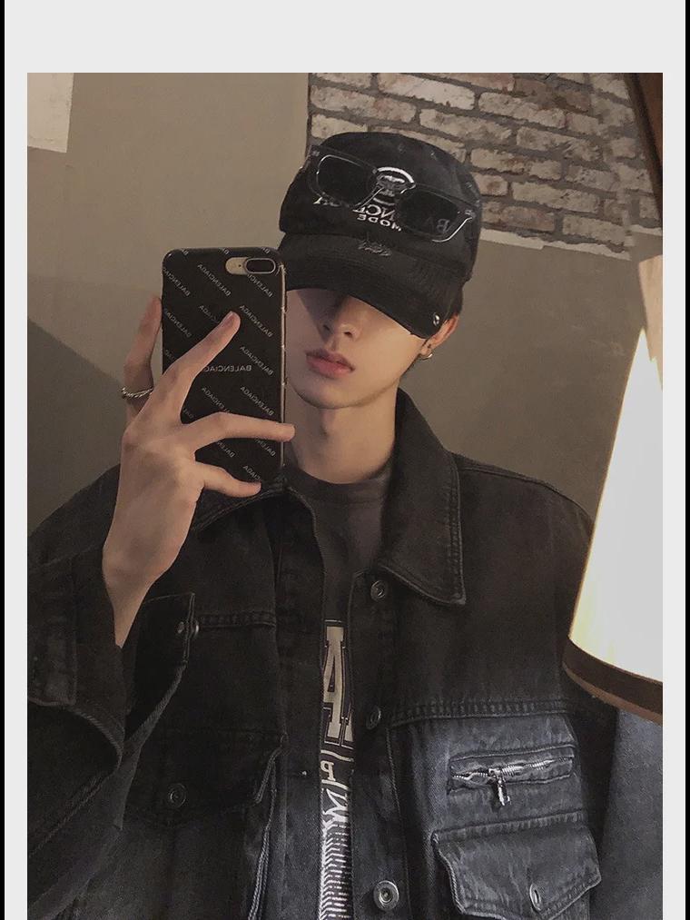 Boys' Retro Denim Jacket with Lapel, Zipper, and Faux Pockets - Loose Fit for Autumn/Winter 2023