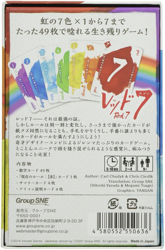 Group SNE Red 7 (2-4 Players, 5-10 Minutes, Ages 9+) Board Game