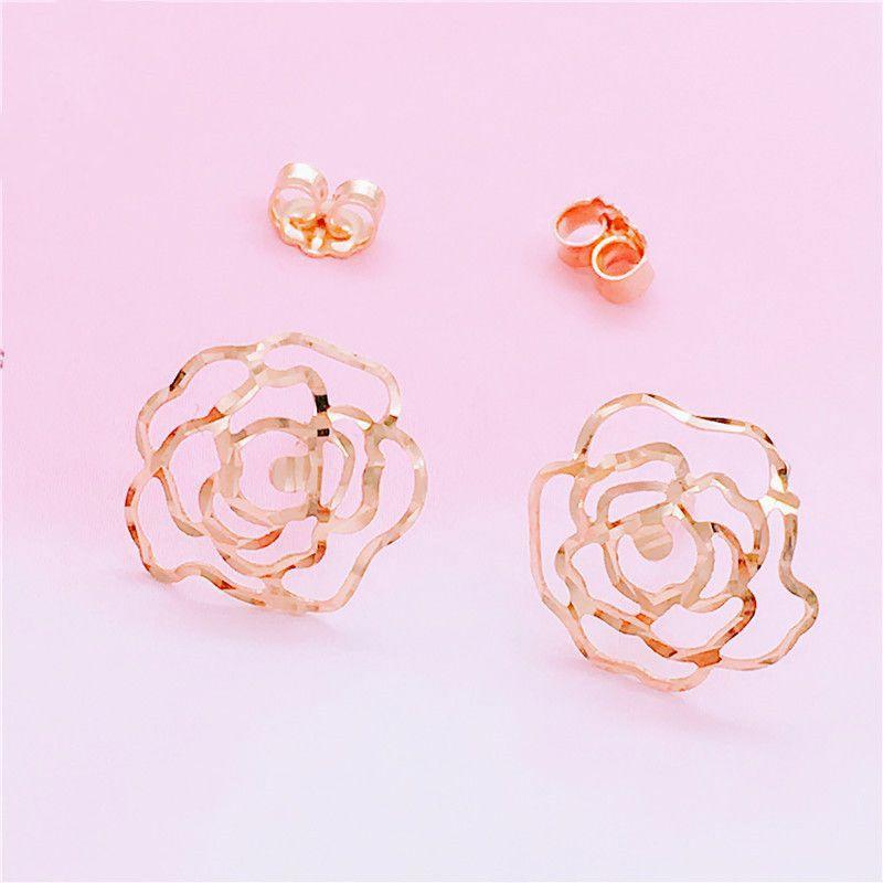Pure Purple Gold Niche Temperament Hollow-Plated Rose Gold Rose Celebrity Stud Earrings