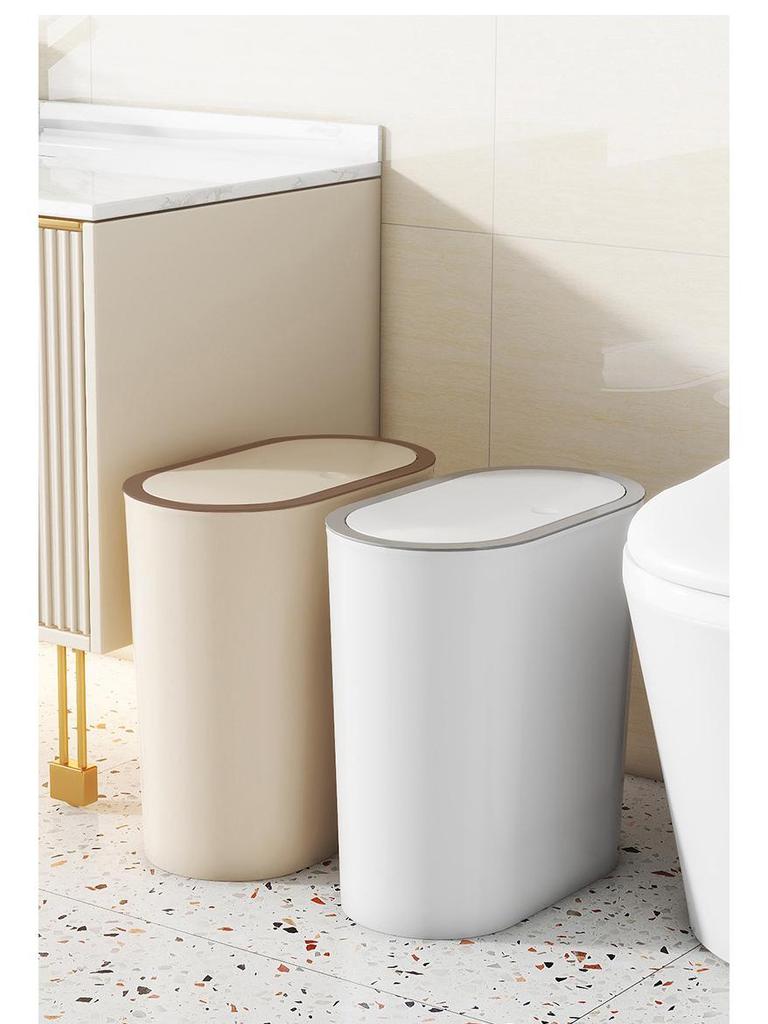 High-Value Stylish Gap-Fit Trash Can with Lid - Large Capacity for Bedroom & Bathroom