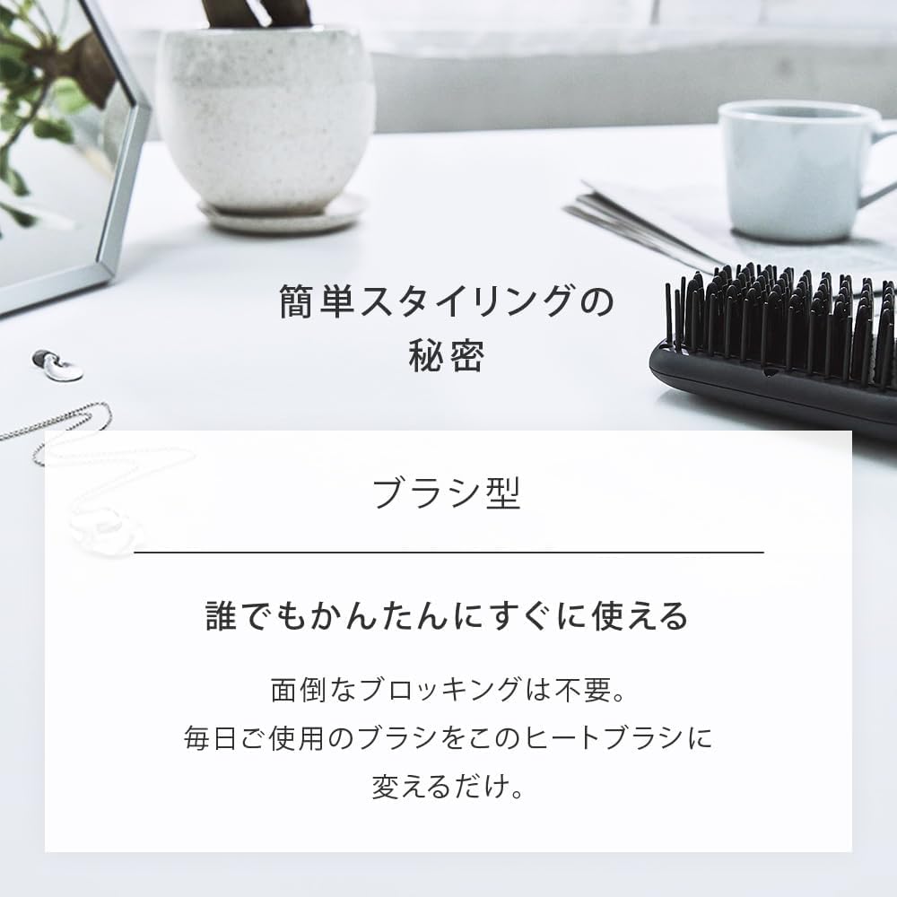SALONIA Straight Heat Brush Slim Hair Brush, International Voltage Compatible, SL-012BKS, Black [Amazon.co.jp Exclusive]