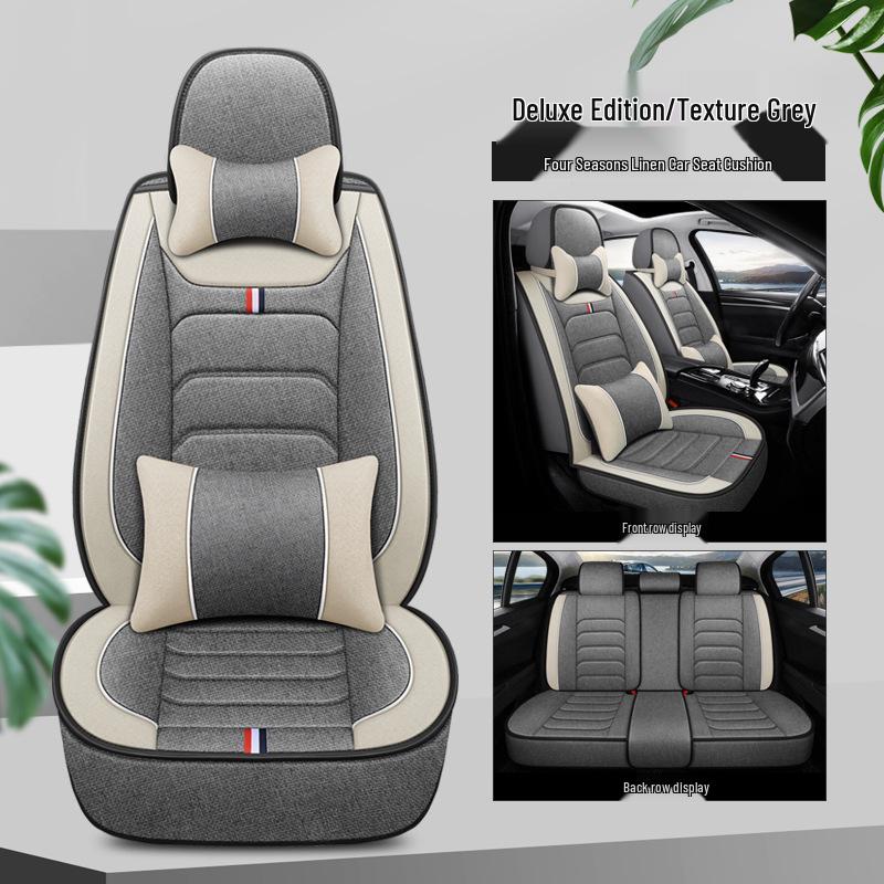 Linen Universal Car Seat Cover - Non-Slip, Full Wrap, All-Season Use