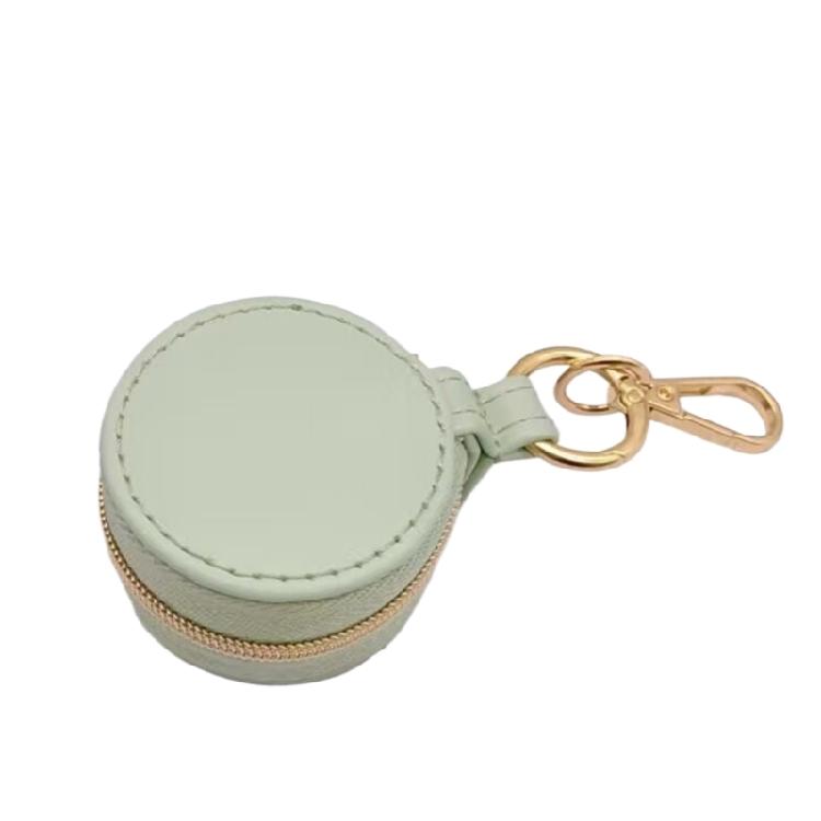 Convenient Keychain Jewelry Holder PU Leather Ring Case for Secure Storage of Accessories In a Compact Travel Size