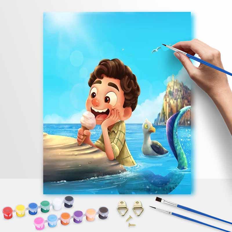Disney Luca oil painting art painting kit, handmade diy art painting home wall decoration, creative canvas wall art set for bedroom 20x30cm