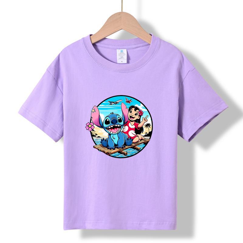 MC-47 MINISO 2026 Summer New Printed Cotton Round Neck T-shirt for Children Aged 1-16, Boys and Girls