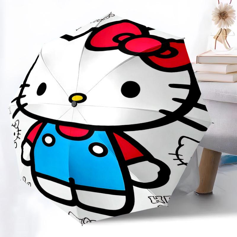1PC Hello Kitty Automatic Open/Close, 8-Rib Durable Frame Compact Travel Umbrella for Men & Women S1222011