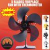 5 Blades Black Fireplace Heat Powered Stove Fan Log Wood Burner Ecofan Quiet Home Fireplace Fan Efficient Heat