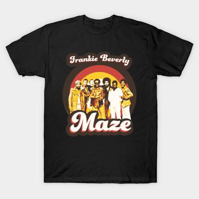Men Black Print T-shirt Super Large TShirt Frankie Beverly and Maze 70s Funky Soul No-Cut Transfer Paper Print Cotton Tshirt
