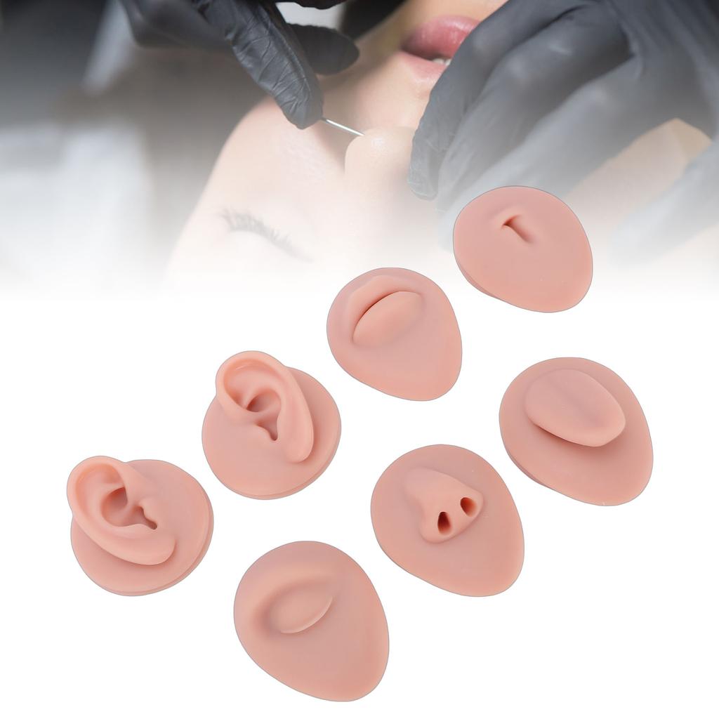 7pcs Silicone Body Parts Tongue Mouth Nose Eye Navel Ear Model Soft Practice Body Parts Kit