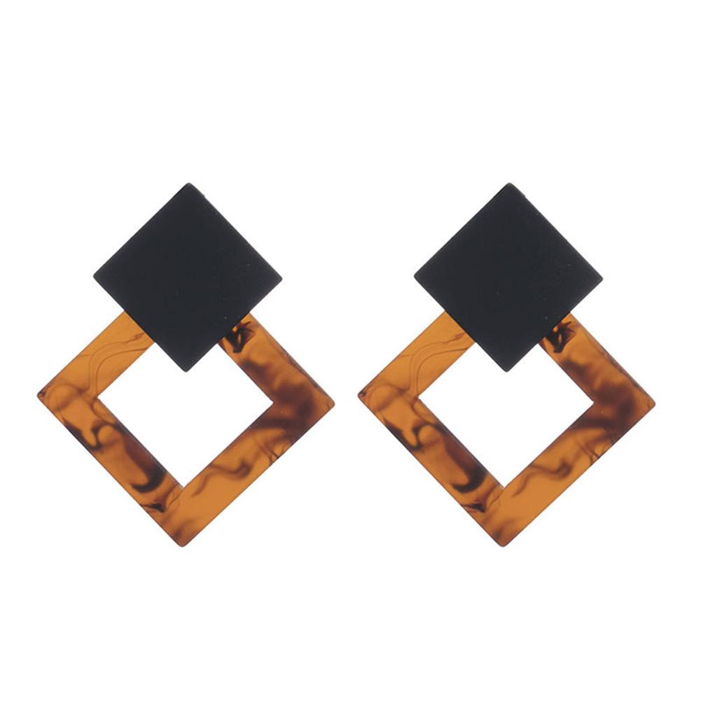 Acetic Acid Leopard Acrylic Geometric Big Square Drop Earrings for Women