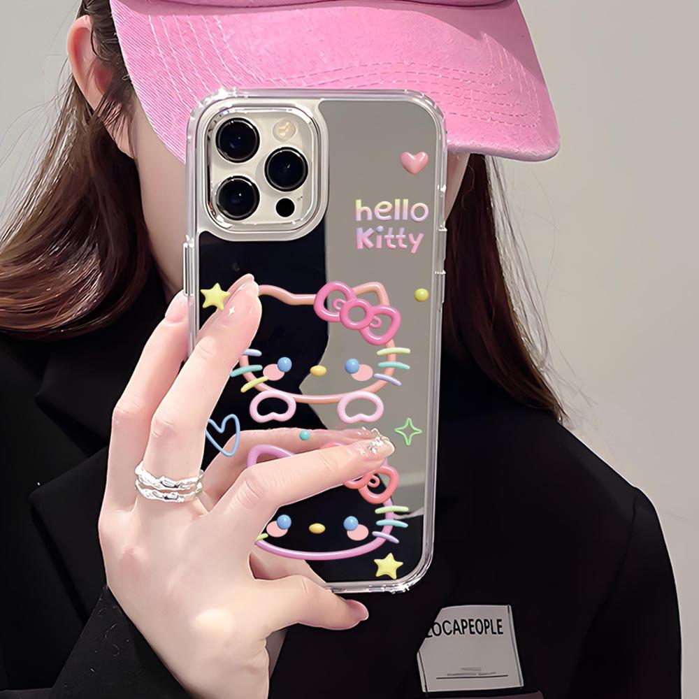 OEMHello Kitty Color Line Mirror Apple 13 Pro Mobile Phone Case Protective Case iPhoneAIR