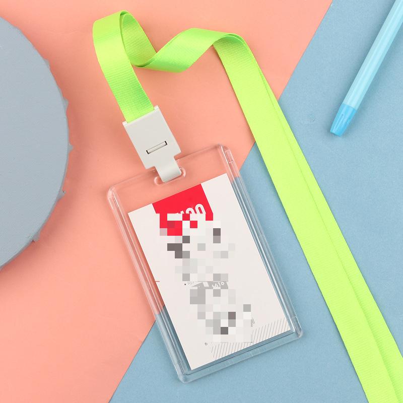Fashion Acrylic Transparent Bus Cards Sleeve Employee Work Card Holder with Lanyard Work Card Cover Women Men Credit Card Holder