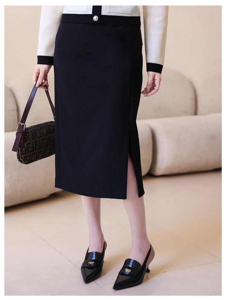 

Женский шерстяной кардиган Endy 2025 года, весна — классическая черно-белая короткая трикотажная куртка Medium