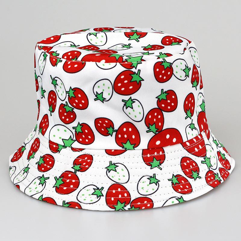 Tropical Fruits Reversible Fisherman Hat In Polyester For Summer Outdoor Sun Protection Characters Included)