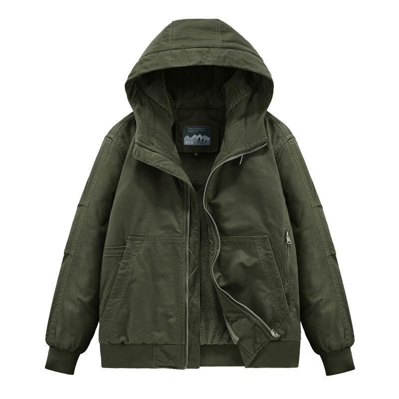 Men`s Hooded Fleece Lined Cargo Jacket