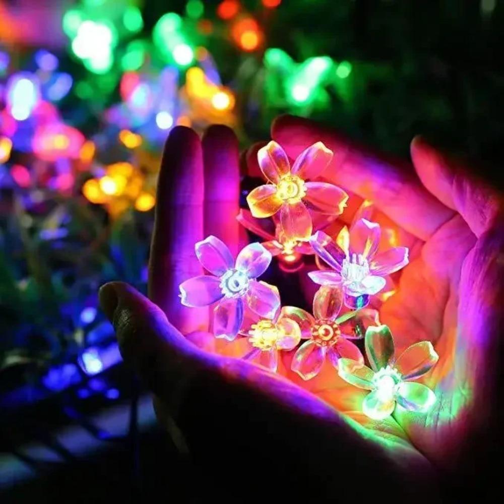 Solar Cherry Garden Flower Lights Battery-operated Garland Solar Outdoor Waterproof Lawn Pathway Christmas Decoration
