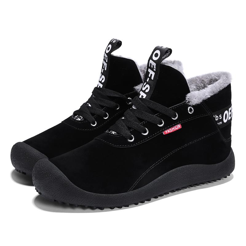 Holfredterse Outdoor Ankle Snow Boots Men Fur Warm Suede Winter Waterproof Boots Long Plush Plus Size 39-47 Black/Blue/Grey L878