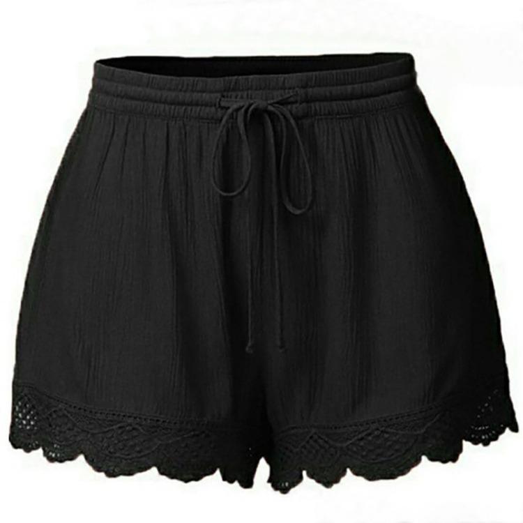 Women Casual Loose Shorts Large Size Lace Drawstring Pants