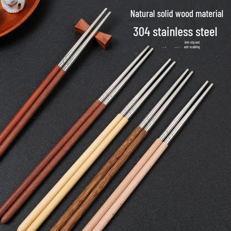 Alishan Stainless Steel Chopsticks with Wood Handle
