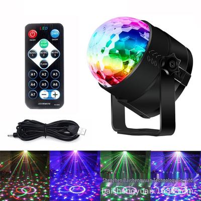 Car USB LED Stage Light - Colorful Sound-Activated Rotating Magic Ball