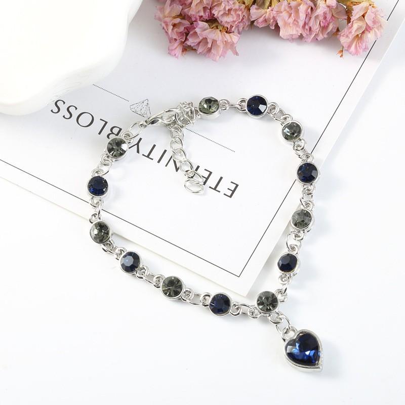 Women's Ocean Heart Crystal Bracelet - Fashionable Jewelry for Girls