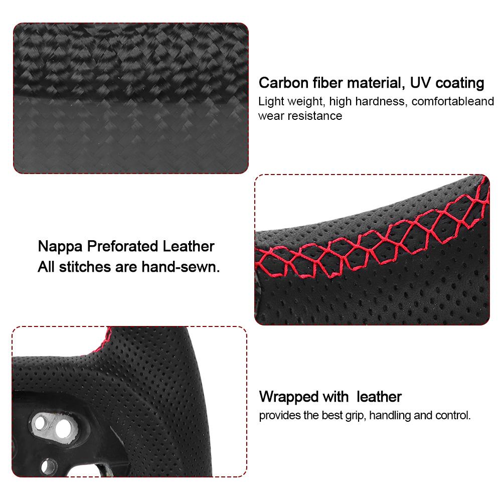 Carbon Fiber Steering Wheel Preforated Leather W  Red Stitching For Toyota Camry XV70 Corolla RAV4 Avalon 2018 2020
