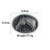 Oval Personalized Galloping Horse Wheat Ear Leather Belt Buckle with Smooth Alloy Plate