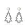 Korean Style Rhinestone Pearl Christmas Tree Stud Earrings: Simple & Versatile