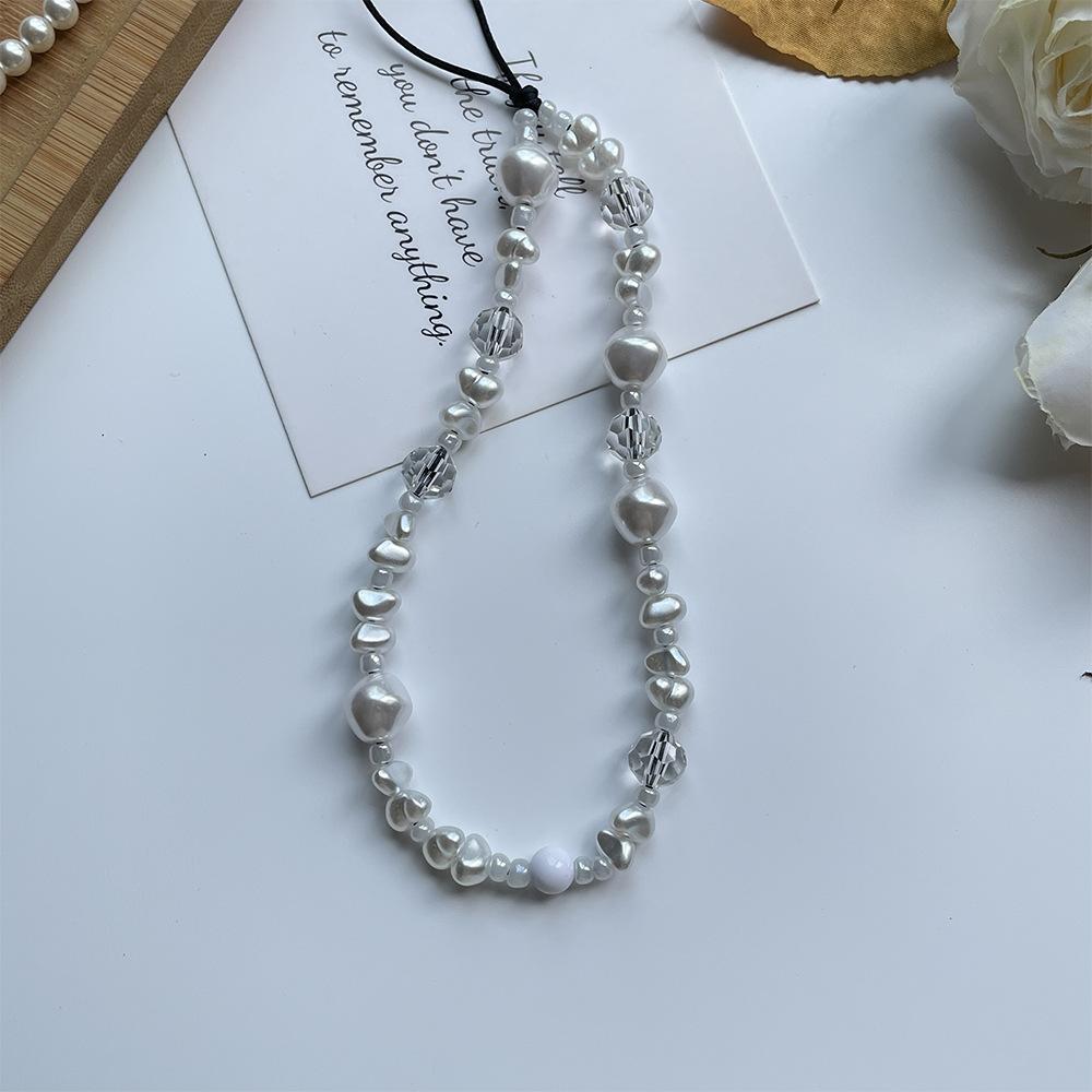 Wrist Short Special-shaped Imitation Pearl Fashion Commuter Mobile Phone Chain Hanging Jewelry Men's and Women's Pendant Rope