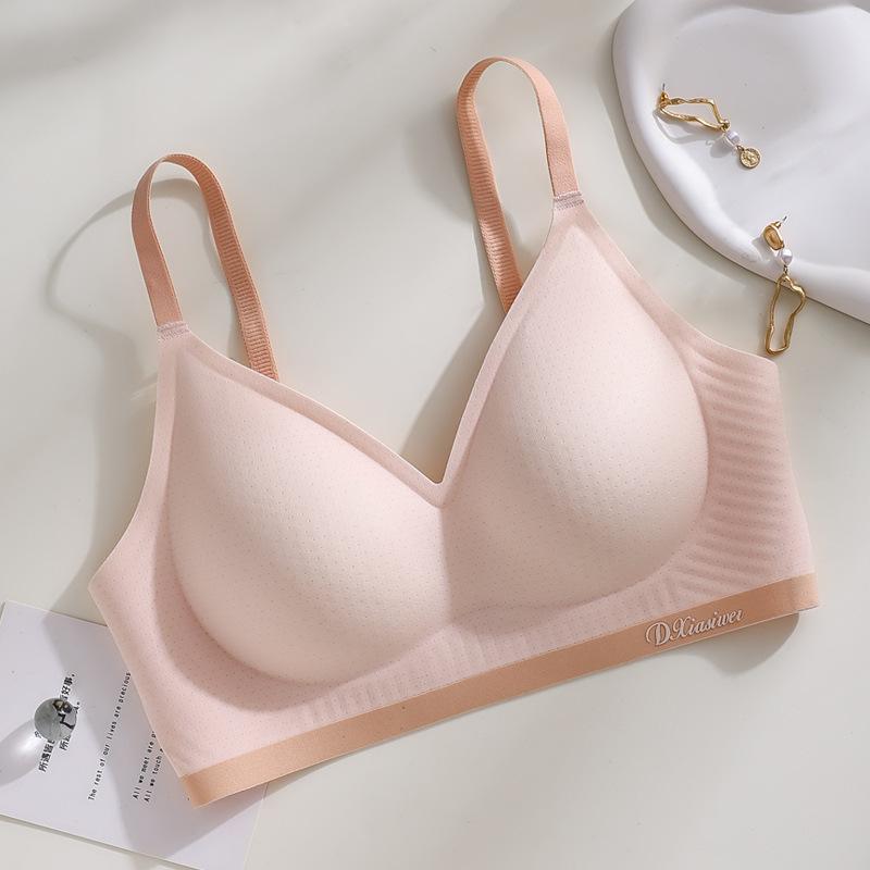 Naked Breathable Cup Underwear Women's Summer Thin Small Breasts Gather Without Marks, Cool Soft Support, Anti-sagging Bra Cover