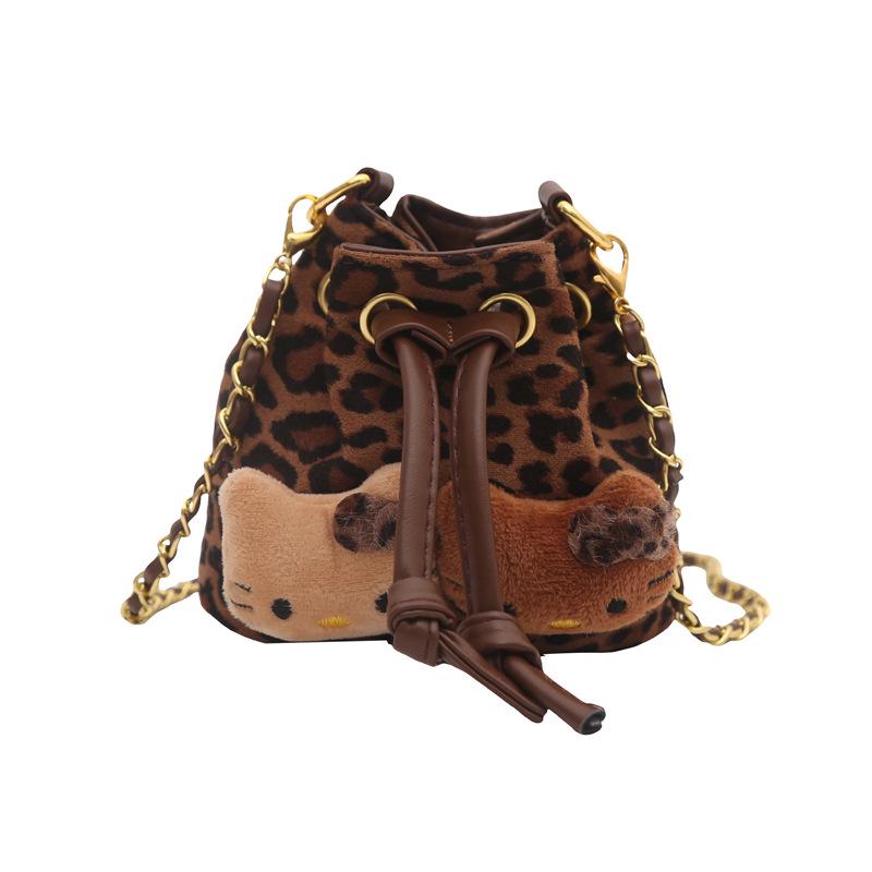 

Leopard Print Cat Crossbody Bag for Girls - Cartoon Chain Shoulder Bag & Coin Purse, Autumn/Winter Style