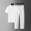 2026 Men's Plus Size Ice Silk Lapel Shirt Set - Cool, Business Casual, Short Sleeve