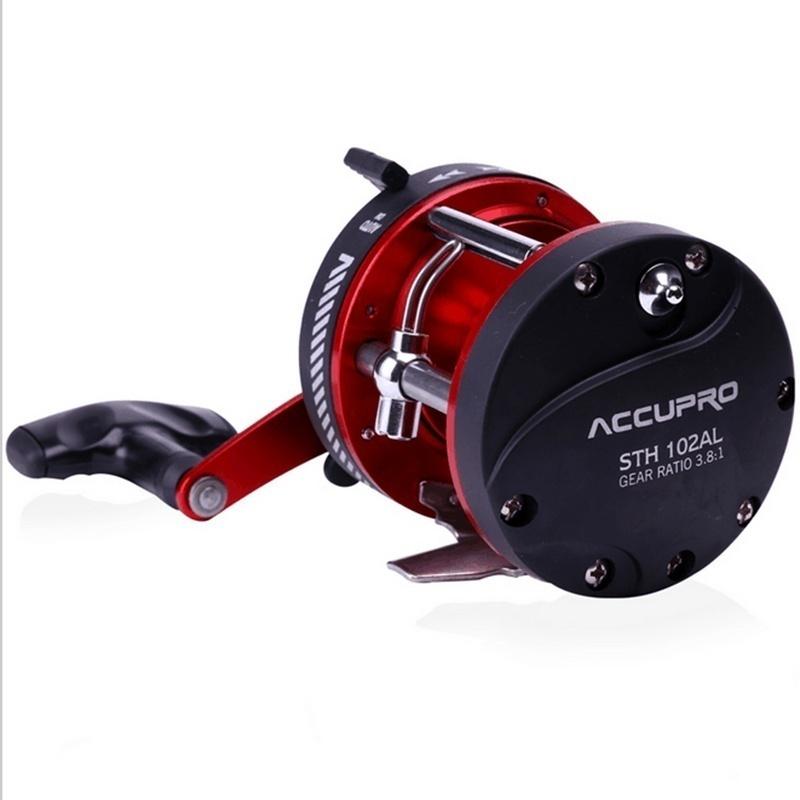 

Троллинговые катушки, металлический круглый барабан, рыболовное колесо BaitCasting 5BB, красный и синий