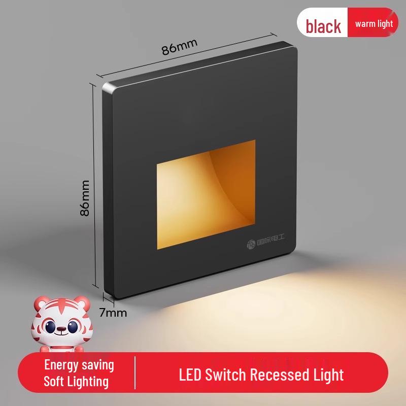 LED Night Light Socket with Motion Sensor, Recessed 86-Type for Floor, Staircase, Corridor, or Bedside.