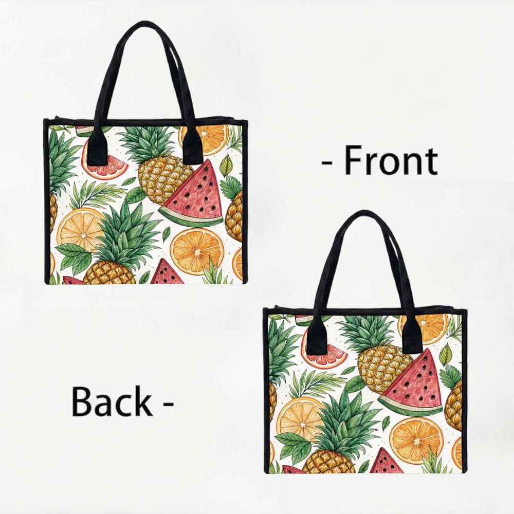 Summer Fruit Print Tote Bag Casual Portable Handbag For Daily Shopping