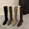 Suede Warm Fashion Chelsea Boots Autumn Designer Retro Ladies Knee High Boots Comfortable Non-slip Low Heel Boots Women