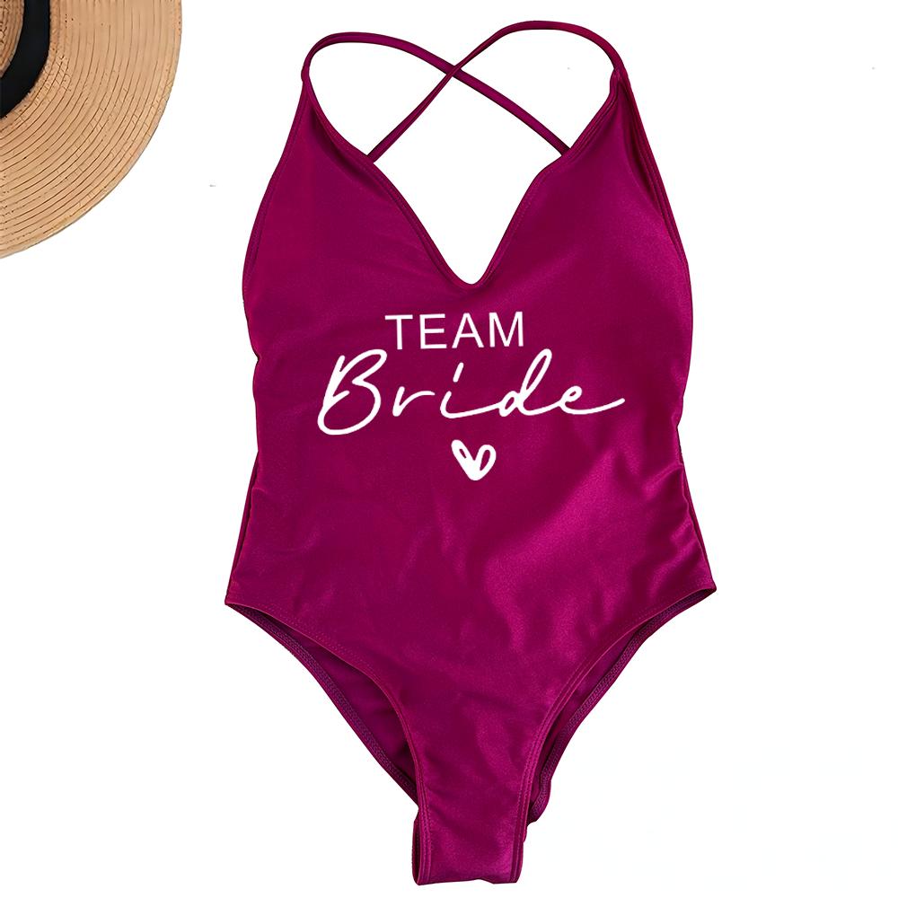 Sexy Padded One Piece Swimsuit Women Team Bride Swimwear Bikini Summer Bathing Suit Plus Size Beachwear Bachelorette Party Lady