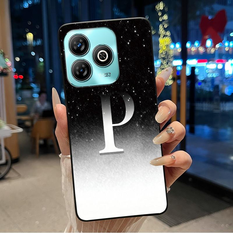 Lucky Letter Jelly Color Simple Phone Case For ZTE Blade A75 4G Soft Black Case ZTE Blade A75 4G Anti-scratch Cover