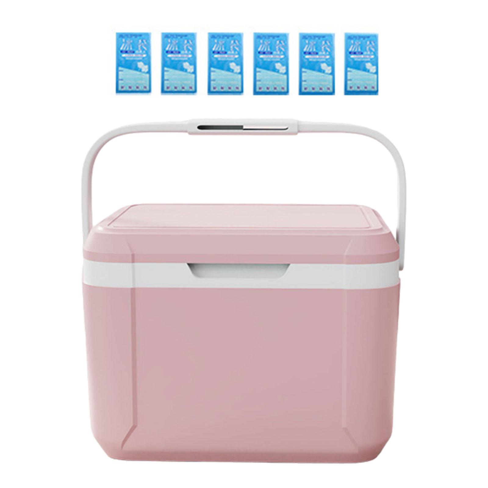 

Холодильник с пакетами для льда, контейнер для хранения напитков объемом 5 л, автомобильный холодильник для путешествий, пляжа, барбекю, улицы розовый
