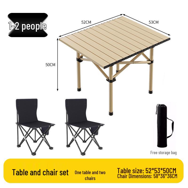 Outdoor Portable Folding Table & Chairs Set - Lightweight Roll-Up Table with Camping Seats
