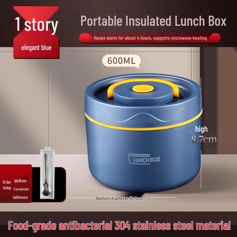 Extra Long Insulated Stainless Steel Bento Lunch Box - Microwaveable & Portable