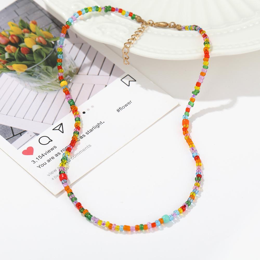 Handmade Transparent Beaded Rice Necklace - Short Korean Choker - New Trend, Fashionable Clavicle Chain