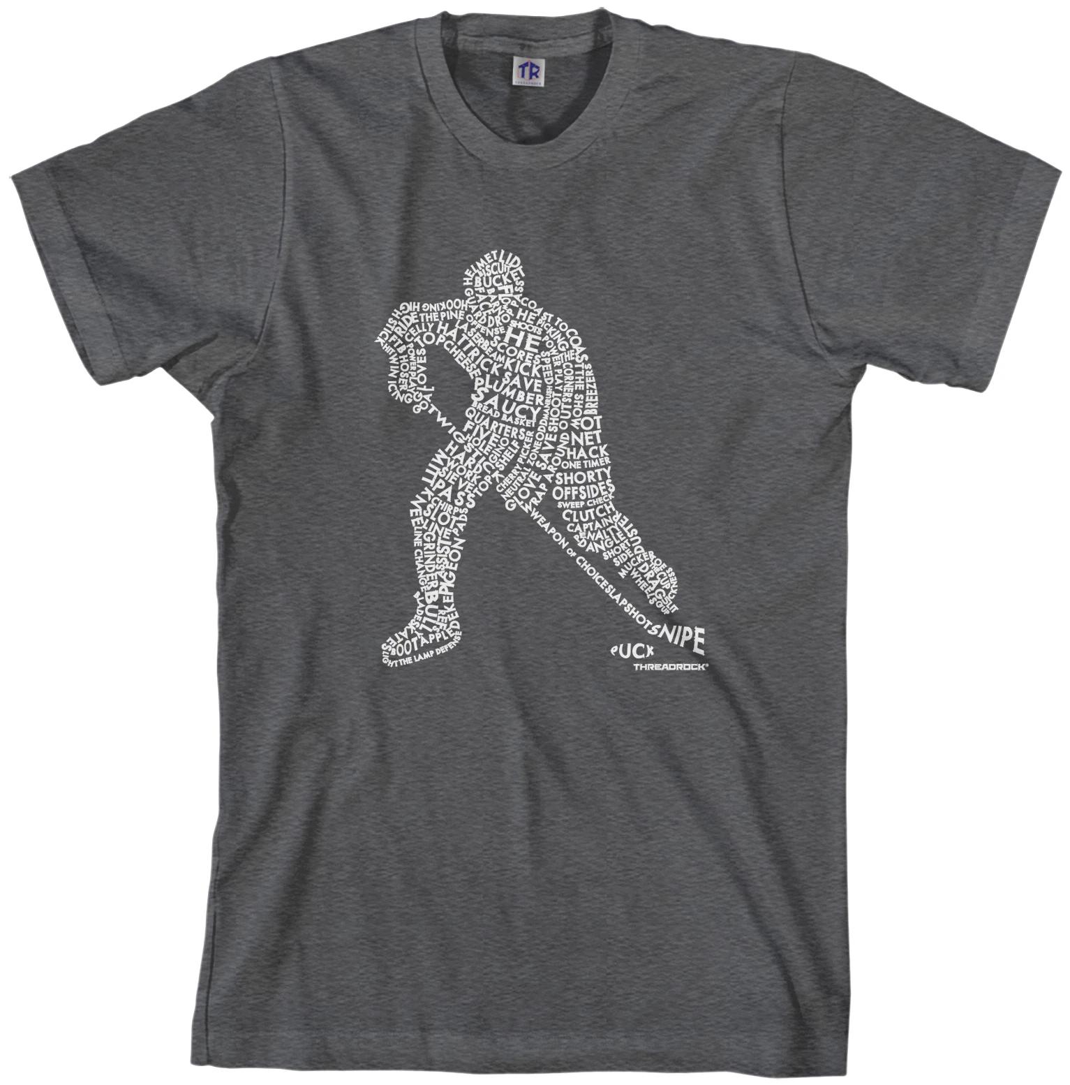 

Threadrock Mens Hockey Player Typography Design T shirt Sports Word Art M