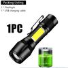 USB Rechargeable Mini Flashlight COB+XPE Portable Built-in Battery Zoomable Small Torch 3 Mode Camping Emergency Flashlights
