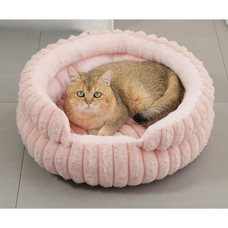 Hundebett Rund Abnehmbares Haustierbett für Kleine Mittlere Hunde Dick Warm Wasserdicht Katzenkörbchen Ganzjahres Haustierhaus mit Abnehmbarem Kissen