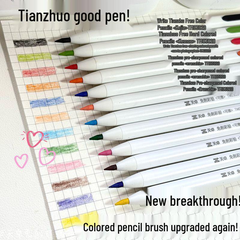 Tianzhuo Silinebilir Renkli Kalemler: 24/36 Renk, Otomatik Yağlı, Kapaklı ve Değiştirilebilir Uç Tutuculu, Bileme Gerektirmeyen.
